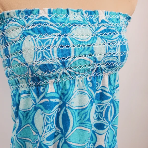Lilly Pulitzer Brigitte Blue & White Terry Cloth Swim Sleeveless Cover Up Sz. XS - Picture 2 of 10